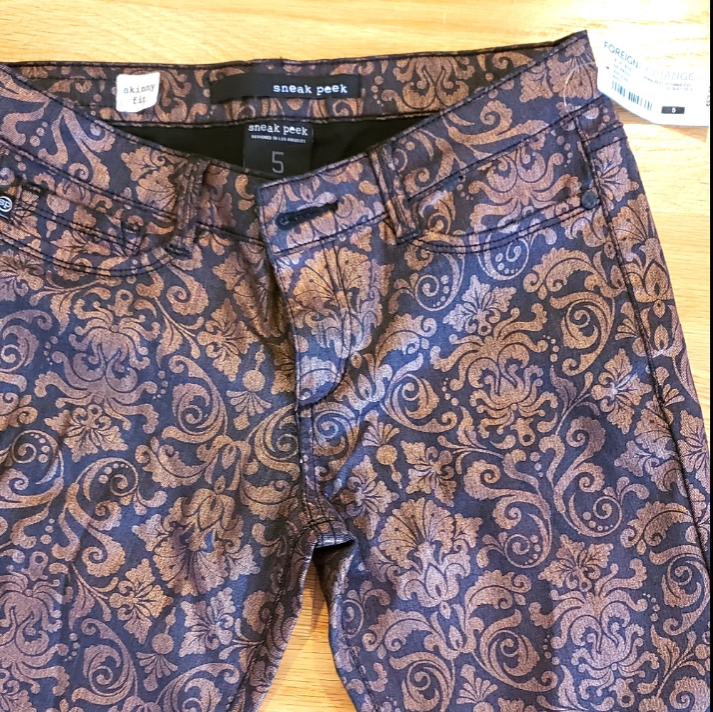 Foreign Exchange Jeans with Patterned Detail